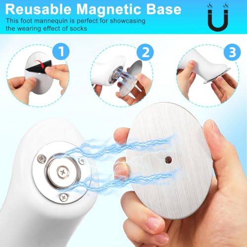 Kichvoe Magnetisches FußModell FüR Socken Display Wiederverwendbarer Schaufensterfuß FüR Einzelhandel Und Messe Kompaktes FußPuppe Ausstellungsmodell 12.20X8.27X2.76 Zoll