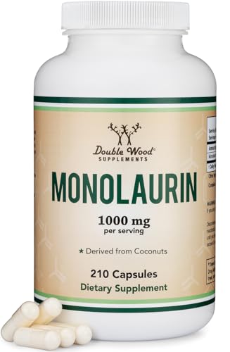 Monolaurin Immune Support Supplement 1 000mg per Serving 210 Capsules (Vegan Safe Non-GMO Gluten Free) Immune Booster for Adults Immune System Defense by Double Wood