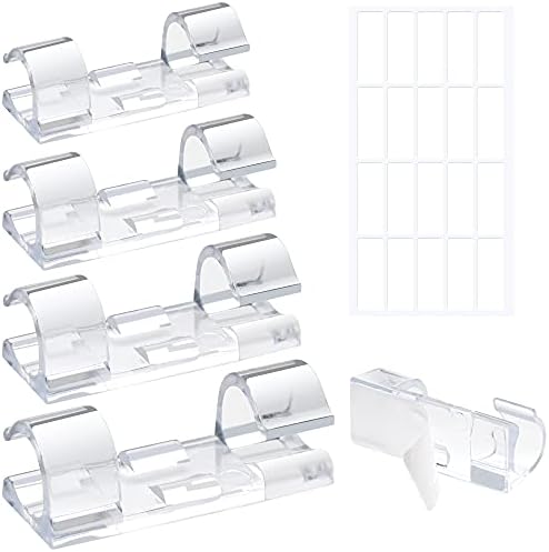 80Pcs Transparent Cable Clips Self Adhesive Wire Organizer Cord Holder for Home Office Desktop Cable Management