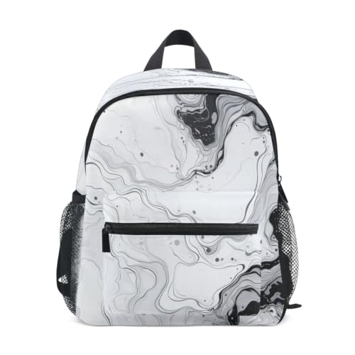 Sac d'école marbre blanc abstrait avec bretelles confort enfant