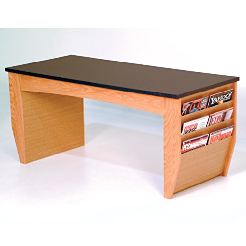 Wooden Mallet Dm2-Bg Coffee Table With Magazine Pockets And Black Granite Look Top, Light Oak #TOP1