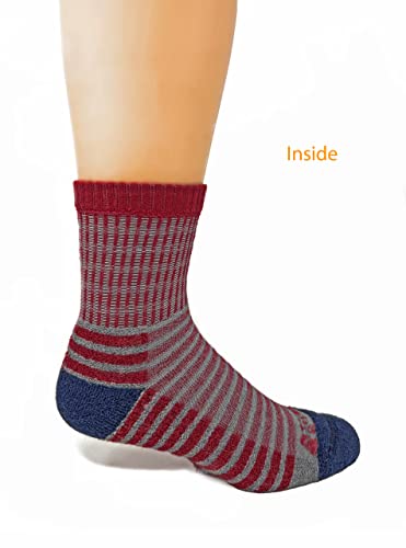 Image of Warrior Alpaca Socks - Comfort Cushioned Retro Mini-Stripe Quarter Crew for Adults - Unisex