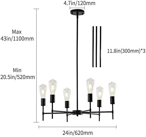 Black Sputnik Chandelier Vintage Metal Semi Flush Mount Ceiling Light Modern Style Chandelier 6 Lights Sputnik Lighting by Xilicon