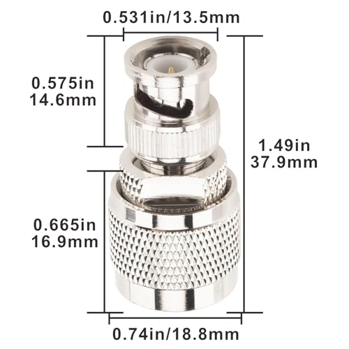 Pack de 2 Conectores N Macho a BNC Macho Coaxial miniatura 4