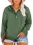 Eytino Womens Plus Size Hooded Sweatshirt Casual Long Sleeve Button Drawstring Pullover Hoodies Tops with Pocket,4X Green