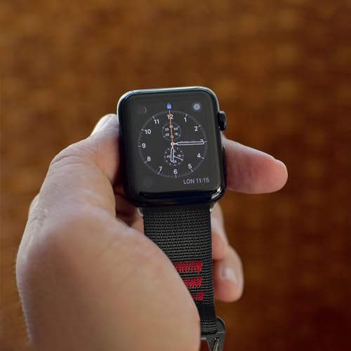 Bshirmay Compatible with Apple Watch Fob Strap 38/40mm,series 9/Ultra 2/SE/8/7/6/5/4/3/2/1 Nurse Watch Band with Pin-On Brooch iWatch Series (38mm Black Nylon Keychain) - Image 3