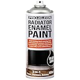 Pro-Kleen Radiator Enamel Spray Paint Black Satin 400ml - Heat Resistant up to 100ºC - For Radiators, Hot Pipes, Water Tanks & More - Fast Drying & No Primer Needed