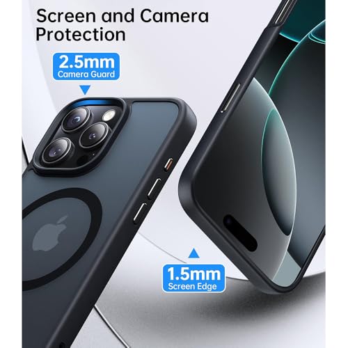 Image of amazon basics Mobile Cover for Apple iPhone 16 Pro (Silicon Crystal Clear Slim PC & TPU, Soft & Shockproof Back Case, Magnetic Case), Black