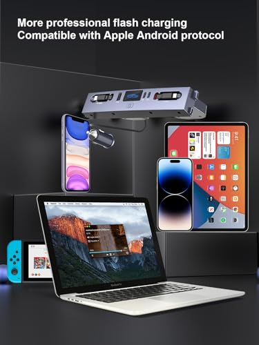 4-Port USB Hub Fast Charger for Tesla Model 3, Model Y Juniper 2025-2026, Retractable Multi-Device Charging Station with Type-C PD 45W, Vehicle-Specific Design - Image 6