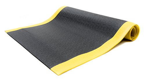 Bertech Anti-Fatigue Floor Mat, 3 ft. x 10 ft., Black with Yellow Border (AFTX38-3x10BLKYB)