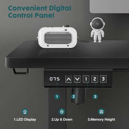 Smug Standing Desk, Adjustable Height Electric Sit Stand Up Down Computer Table, 63x24 Inch Ergonomic Rising Modern Lift Motorized Gaming Desktop Workstation for Work Home Office, Black