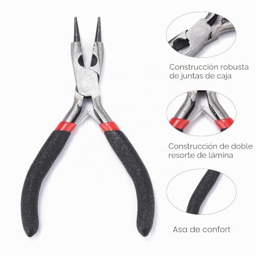 Miniatura 2 de 1 Alicate De Punta Redonda Con Cortador De Alambre Para Hacer Joyas, Reparación De Herramientas De Doblado, Alicates De Acero Al Carbono Para Manualidades Dy Y Cortadores Laterales