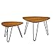 Walker Edison Mid Century Modern Hairpin Coffee Table Set Living Room Accent Ottoman Storage Shelf, Set Of 2, Walnut