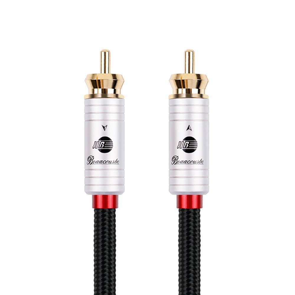 BOAACOUSTIC JIB Qualité Audiophile Cable Coaxial para Subwoofer, 1 RCA Cinch Macho a 1 RCA Cinch Macho, Cable de Audio adecuado para el hogar, teatro, TV, subwoofer, sistemas Hi-Fi 3m