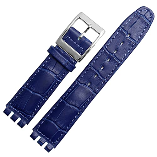 Bracelet en cuir véritable 17mm flexible et robuste motif alligator pour montre Swatch