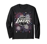 NBA Los Angeles Lakers 4th of July Team Logo and Fireworks Long Sleeve T-Shirt
