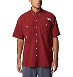 Columbia Men's Bahama II UPF 30 Short Sleeve PFG Fishing Shirt, Red Jasper, Medium