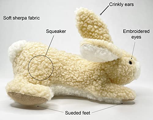 Glory To Dog Large Sherpa Plush Bunny Squeaky Interactive Fetch Dog Toy Stuffed With Fluff And Crinkly Floppy Ears #TOP4