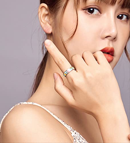 Bague émail coloré géométrique d'exception avec anneau large ajustable dame - 4