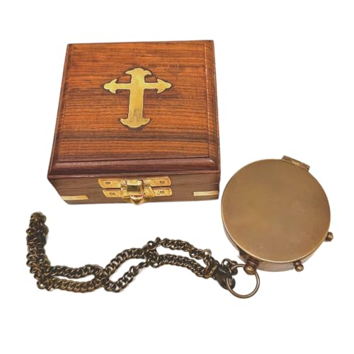 Brújula de latón grabada con caja de madera con versículo bíblico de Juan 3:16 y cruz con oración religiosa, fe, regalo inspirador de cumpleaños miniatura 4