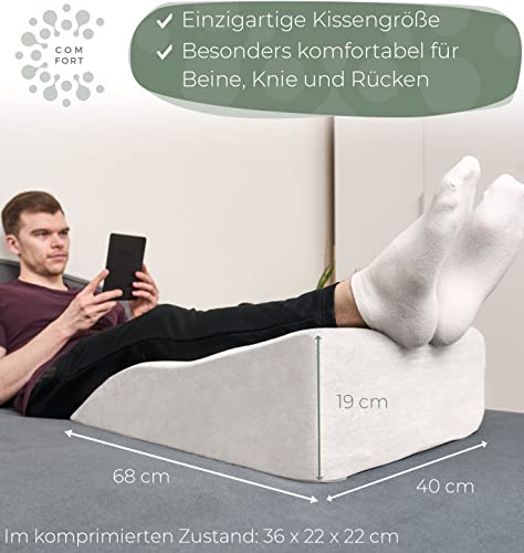 WELL B4® Ergonomisches Venenkissen zum Beine hochlagern FLACH - Beinhochlagerungskissen Beinauflage Keilkissen / Stützkissen für Beine & Knie ideal als Lymphkissen und Venenkeil - Image 5