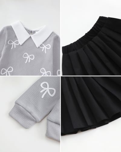 Image of Renotemy Toddler Girls Outfits Winter Little Girl Clothes Skirt Set 18M-6Y | Girls Christmas Fashion 2 Piece Outfit,Fall Knit Sweater and Skirt Set,Holiday Thanksgiving Dress Back to School Essentials