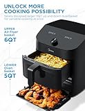 Midea Dual Basket Air Fryer Oven 11 Quart 8 in 1 Functions, Clear Window, Smart Sync Finish, Works with Alexa, Wi-Fi Connectivity, 50+ App Recipes for family meals, Bake, Roast, Grill, Broil, Toast