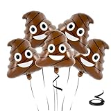 Gallasy 5pcs Big Poop Balloon, Foil Helium Poo Brown Balloon for Pranks Decoration, Halloween, Birthday, Retirement Party, 19x22 inch