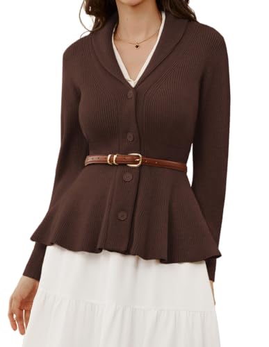 Image of Belle Poque Women Vintage Cardigan Sweater Shawl Lapel Button Down Sweater Outwear Coat