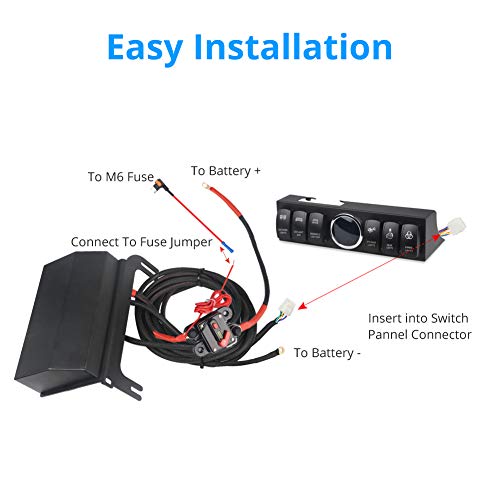 WATERWICH 6-Switch Pod Toggle Panel Overhead and Source Control System Box Wiring Harness Kit With 12 Covers & Clip Remover Compatible With Jeep Wrangle (Red)
