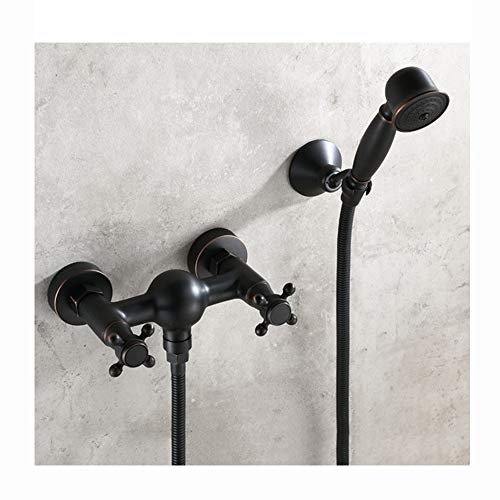 Robinet de douche en laiton vintage noir avec douchette chic