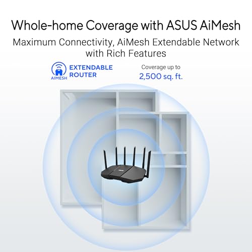 Image of ASUS RT-BE90U WiFi 7 Router - Tri-Band (6GHz), 9.4 Gbps, 2.5G WAN, Mesh