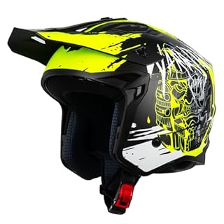 One by Camamoto | Casco Scooter e Moto, Track Warrior Yellow Jet, Nero Opaco - Giallo, Integrale con Mentoniera Estraibile, Omologato ECE R22-06, Taglia XL (60 cm)