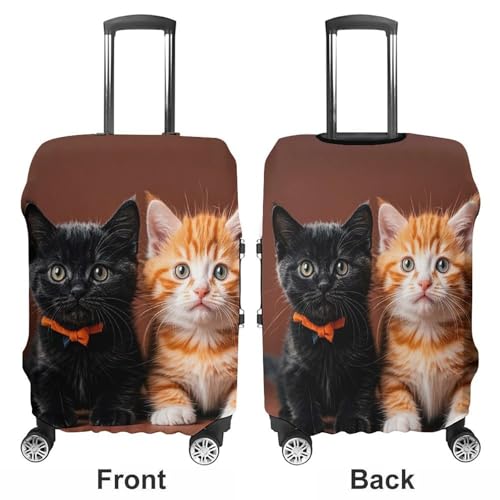 Carry on Luggage Cover Cute Kitten Black And Orange Cat Suitcase Covers for Luggages Tsa Approved Travel Luggage Sleeve Protector Elastic Suitcase Protector Anti-Scratch Washable Fits 19-30 Inch Case3