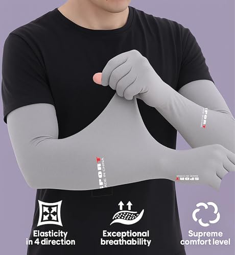 Image of ZEFER Full Hand Gloves For Sun Protection Ice Cooling Fabric Arm Sleeves For Men & Women UV Protection Sun Gloves For Men Quick Dry Anti Slip Grip Hand Cover For Riding, Driving, Cricket, Cycling