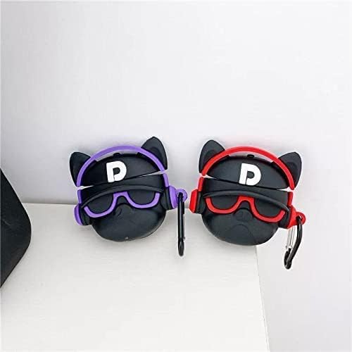 Image of Silicone Case Compatible for Apple Airpods 4 (2024) Cute Design for AirPods 4 with Active Noise Cancellation (ANC) with Keychain Hook Shockproof Protective Case (Hip Hop Purple Dog)