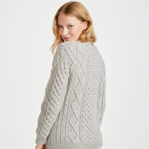 Aran Woollen Eireann Mens Irish Cable Knit Sweater, 100% Super Soft Merino Wool, Made in Ireland,Eireann, Oatmeal, Large3