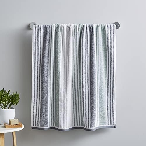 Catherine Lansfield Bathroom Kelso Stripe 450 gsm Soft & Absorbent Cotton Hand Towel Charcoal Grey