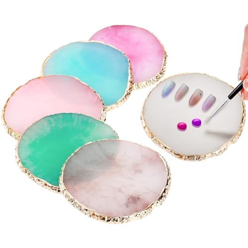 Image of NAILWIND Resin Stone Nail Art Palette, Nail Mixing Palette with Diamond Base, Nail Art Cosmetic Mixing Palette Color Mixing Pigment Polish Holder Nail Art Painting Gel Palette Round Mix - 1 pcs
