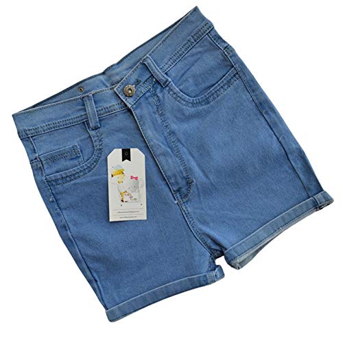 Toffee and Candy Kidswear Breathable and Stretchable Casual Regular Fit Denim Light Blue Shorts for Girls Age Group 14-15 Years 30 2