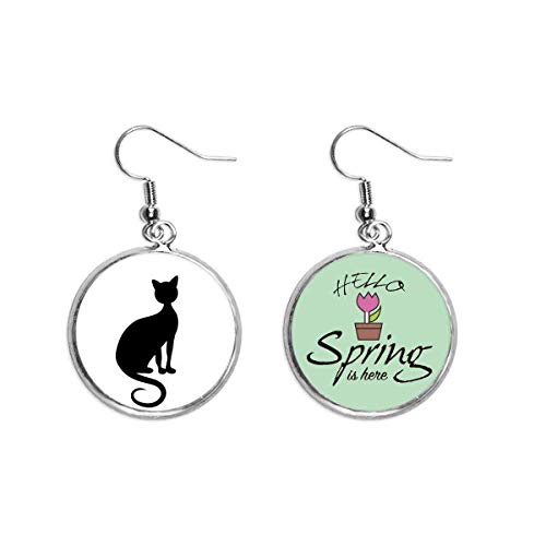 Pendientes de gato negro con silueta de animal decorativo para primavera