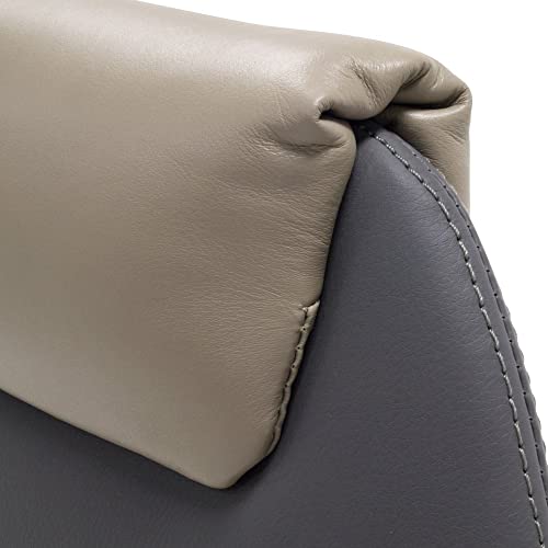 Zuri Furniture Wrigley Genuine Leather Aluminum Base High Back Executive Chair - Light Grey With Dark Grey Accent #TOP7