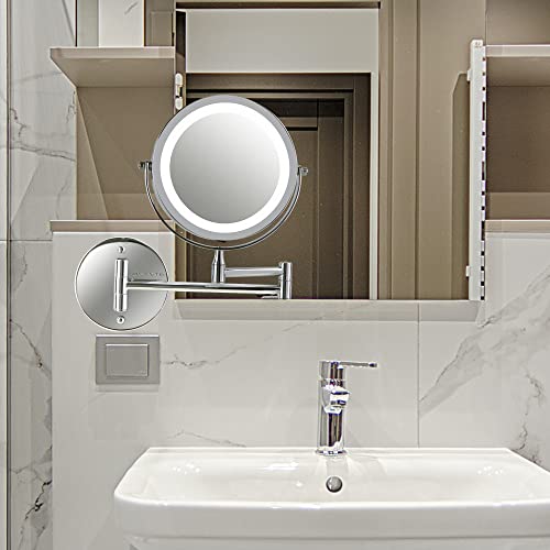 Ovente Espelhos de maquiagem iluminados montados na parede 17 cm, 1 x 7 x LED com ampliação de 360 g