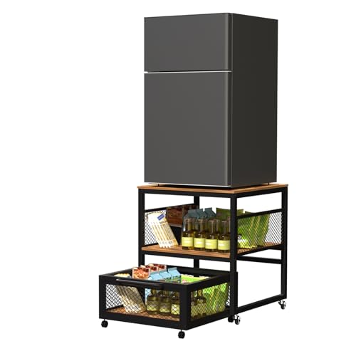 Dollate Mini Fridge Stand with Movable Storage Drawer, Heavy Duty Mobile Mini Refrigerator Stand, Mini Fridge Cabinet for Dorm, Home, Office, 20.8