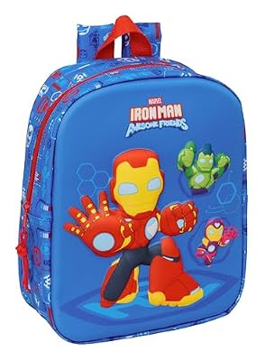 safta IRON MAN - Zaino da asilo 3D, facile da pulire, ideale per bambini di diverse età, comodo e versatile, qualità e resistenza, 22 x 10 x 27 cm