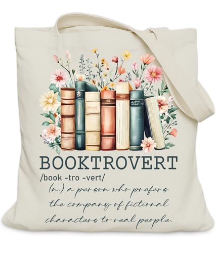 Image of Book Lovers Gifts Tote Bag for Bookish Readers, Aesthetic Book Tote Bag for Librarian, Medium Size with Inner Pocket