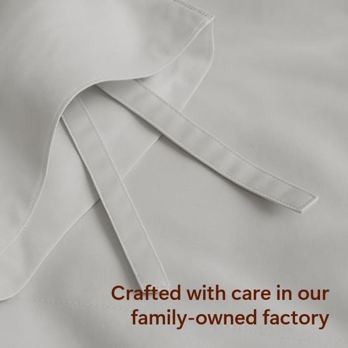 Miniatura 4 de Peru Pima Juego de funda de edredón - IndividualIndividual XL, 100% algodón Pima peruano, Percal, 285 hilos, refrescante y transpirable, cremallera