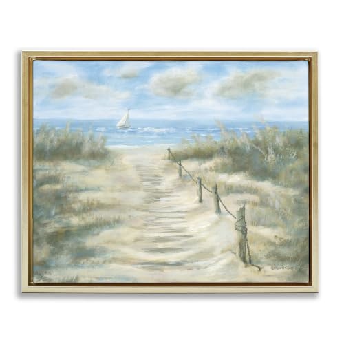 Ocean Shore Boardwalk Coastal, 16 x 20 Inch Canvas in Floater Frame
