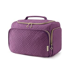 BAGSMART Travel Toiletry Bag, Large Wide-open Travel Bag for Toiletries, Makeup Cosmetic Travel Bag with Handle, Purple-Large