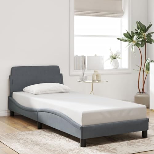 Genérico Estructura de Cama Dover Terciopelo Gris Oscuro 90x190 cm,Mobiliario,Camas y Accesorios,Camas y somieres-373093